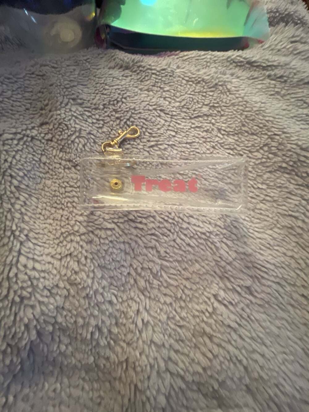 Clear Acrylic 'Treat' Keychain with Gold Tone Hardware